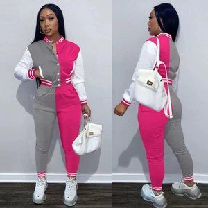 WOMENS BASEBALL SUIT (2PC) GRAY/ROSE